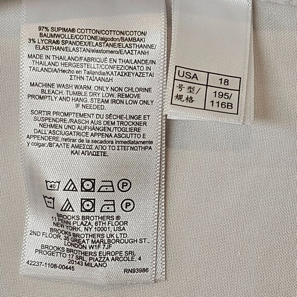 NWT Brooks Brothers Traditional Fit Stretch Non-Iron Button Down 18 35 - Picture 5 of 6